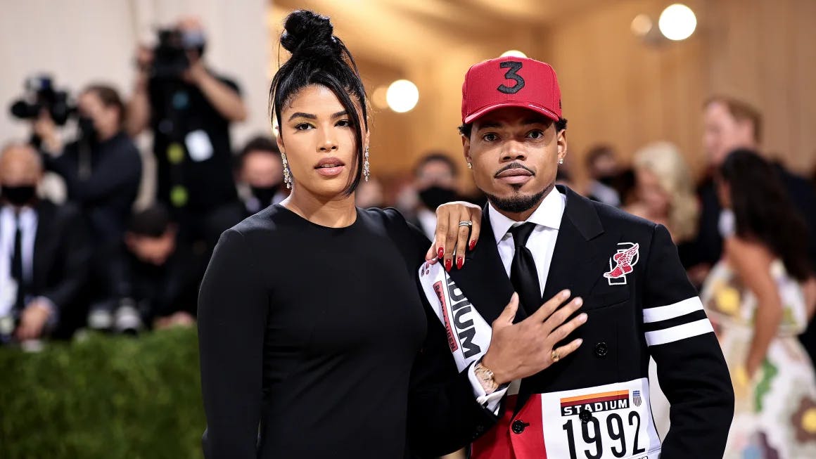 Kirsten Corley and Chance the Rapper attend The 2021 Met Gala Celebrating In America: A Lexicon Of Fashion at Metropolitan Museum of Art on September 13, 2021 in New York City. Dimitrios Kambouris/Getty Images